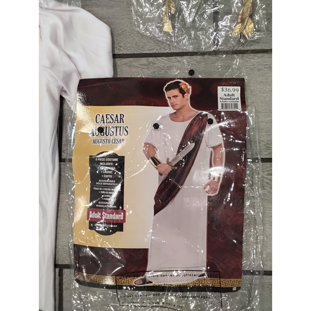 Caesar Augustus Costume Adult Standard Toga Sword Gold Headband Halloween‎